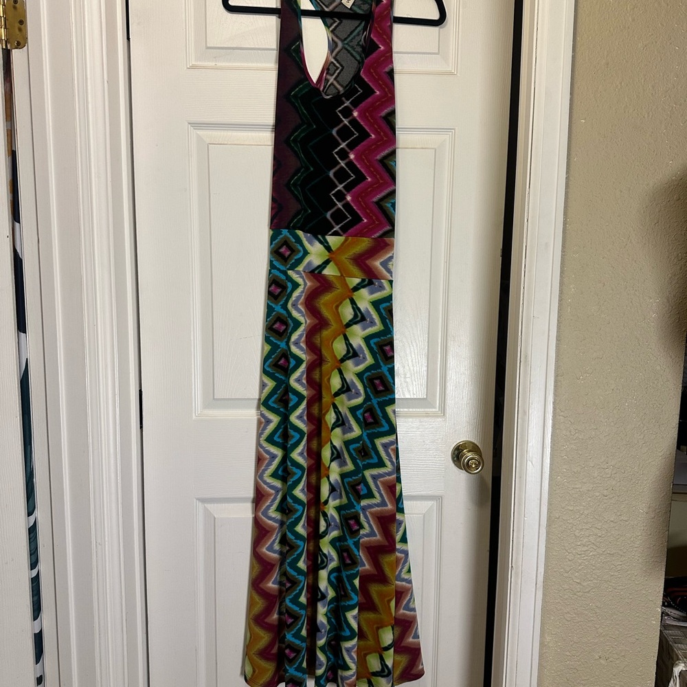 Veronica M Colorful Chevron Maxi Dress